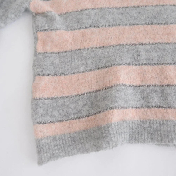 Immagini Grey & Pink Stripe 50% Alpaca 22% Wool Crewneck Sweater M - Picture 7 of 11